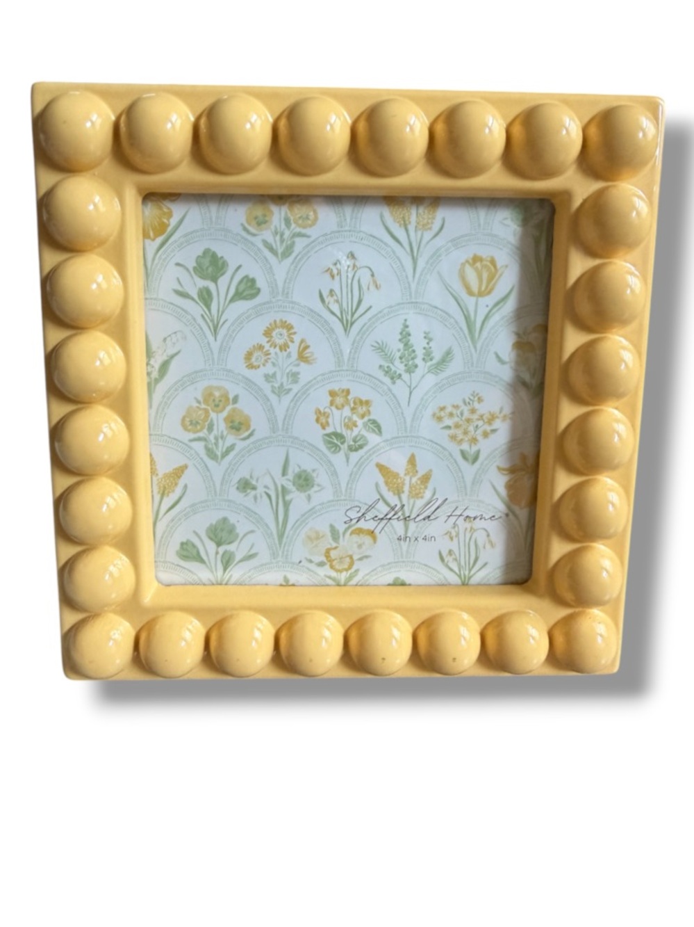 Sheffield Home Butter Yellow Resin Bobbin Bubble Border Ceramic Picture Frame